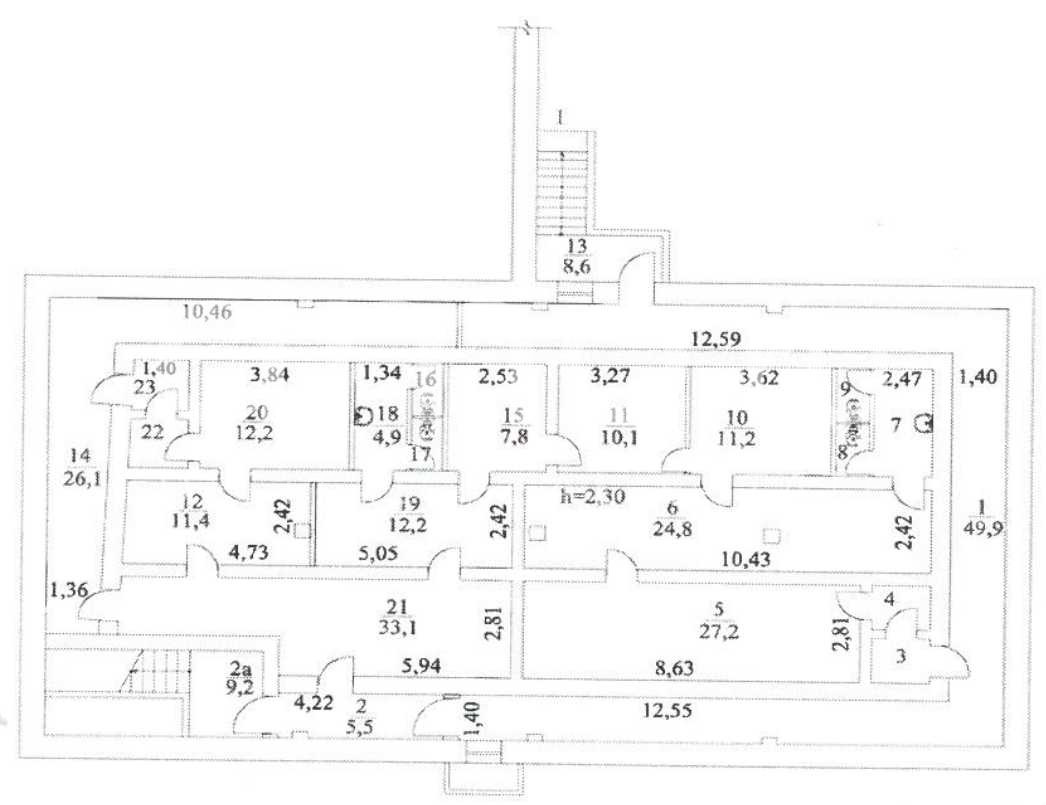 Планировка офиса 3650 м², 1 этаж, БЦ «г Москва, Переведеновский пер., 13, стр. 5, 7»